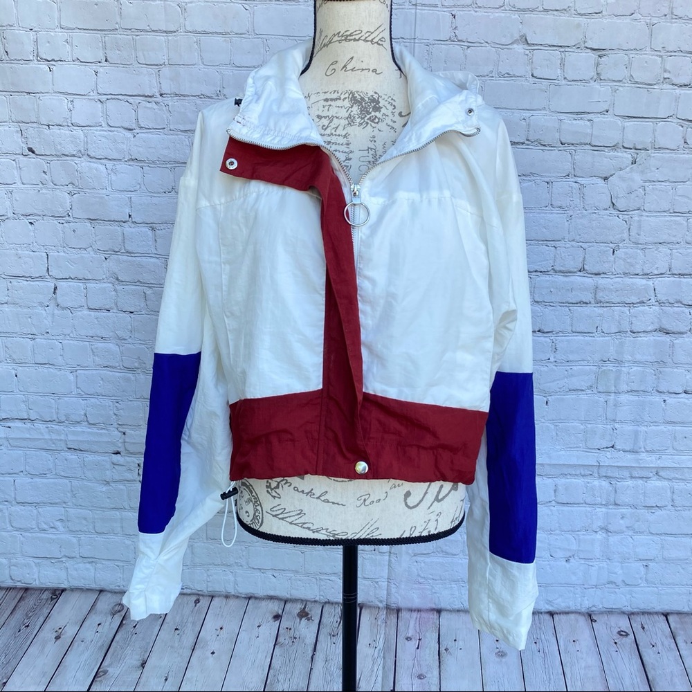 Missguided Color Block Hooded Windbreaker Zip